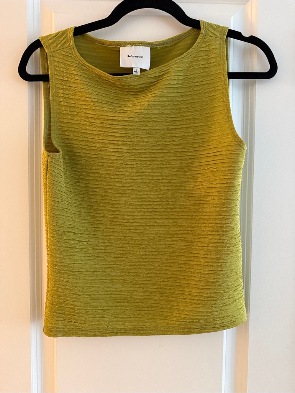 Reformation Dusk Knit Top in Olive Green